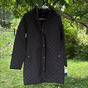 Ralph Lauren Black Quilted Hooded Utility Jacket
